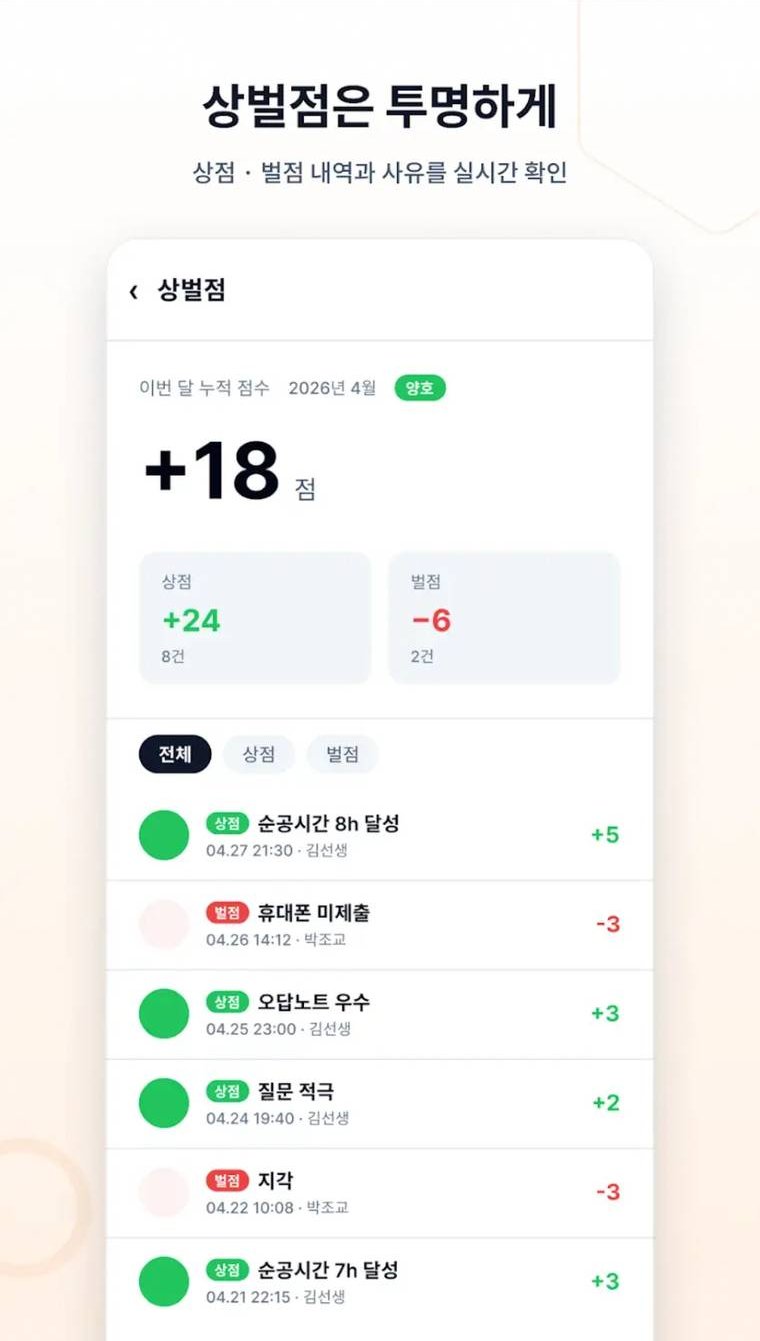 학생앱 상벌점 화면
